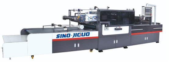 SINO JIGUO TC-1100Q Máquina automática de revestimento de janelas com máquina de corte de canto e de esboço V Max de corte.